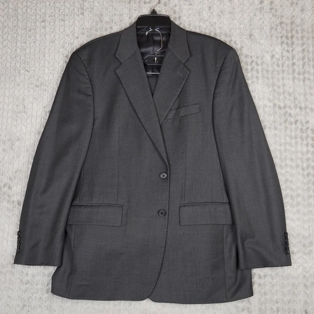 VTG Chaps Ralph Lauren Suit Mens 43R Gray Gray Double Breasted 36x30 From 1998